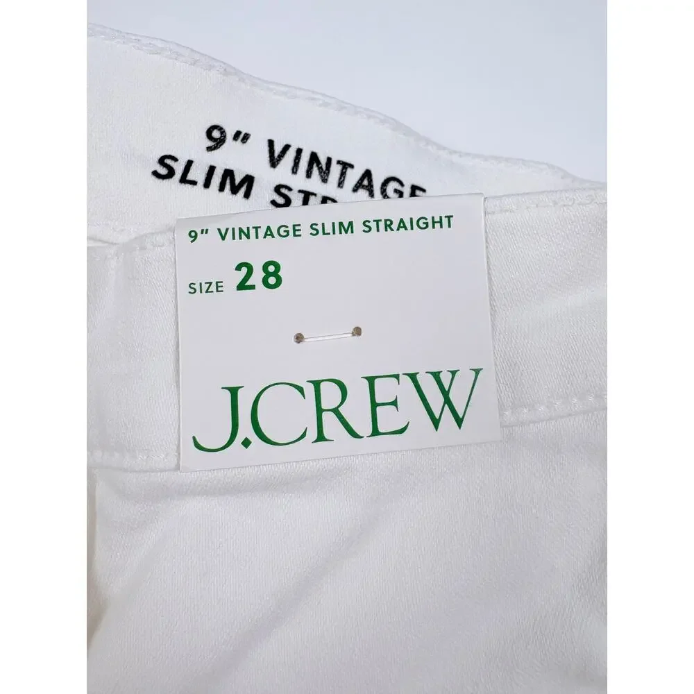 NWT J.Crew 9” Vintage Slim Straight White Jeans 28 High Rise Coastal Denim $128 - Picture 8 of 16
